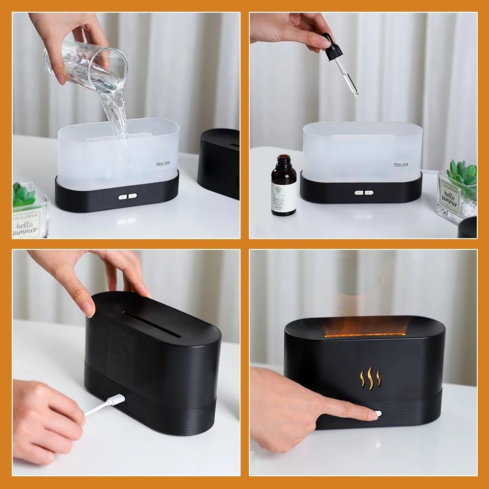 Ultrasonic Aromatherapy Flame Humidifier & Diffuser