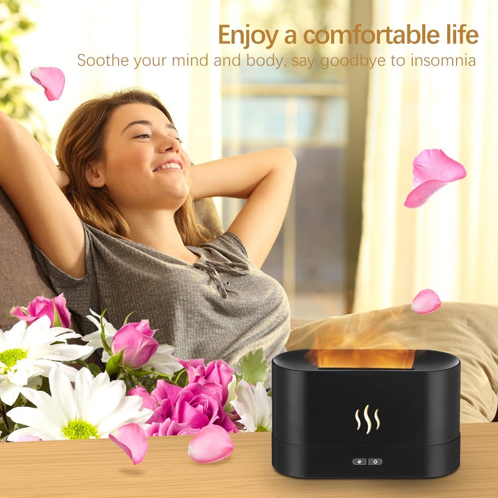Ultrasonic Aromatherapy Flame Humidifier & Diffuser
